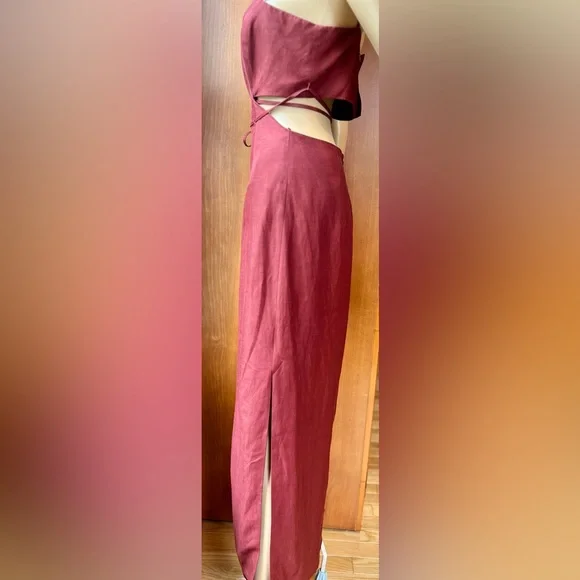 HALSTON NWOT Eli Viscose Linen Blend Brick Dress Size 2 - Picture 11 of 13